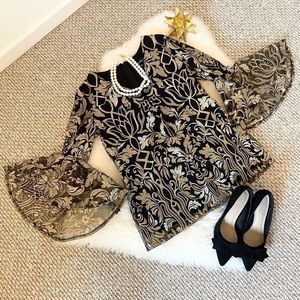 MSK Black and Gold Floral Blouse
